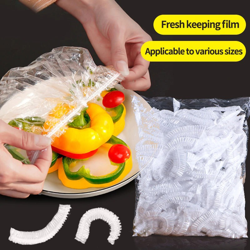 100PCS Elastic Food Covers Disposable Stretch Wraps for Kitchen Storage