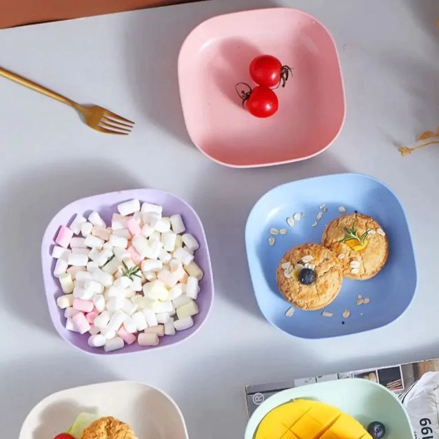 10 Pcs Plastic Dinner Plates Set with Storage Stand