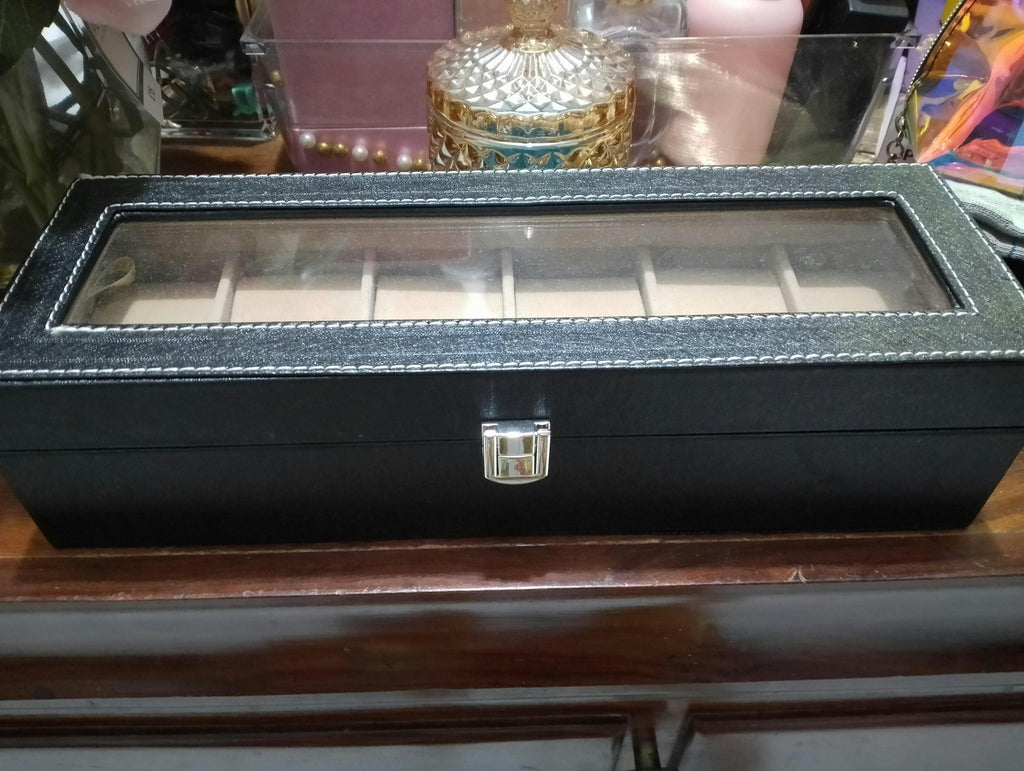 Premium 6 Slot PU Leather Watch Storage Case Luxury Watch Organizer Box