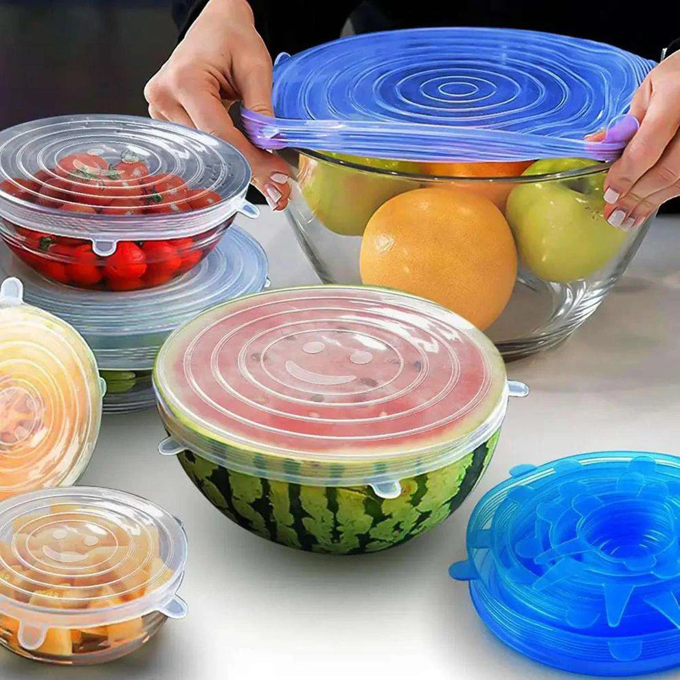 Reusable Silicone Food Cover Set 6 Flexible Freshness-Sealing Lids