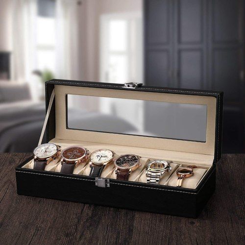 Premium 6 Slot PU Leather Watch Storage Case Luxury Watch Organizer Box