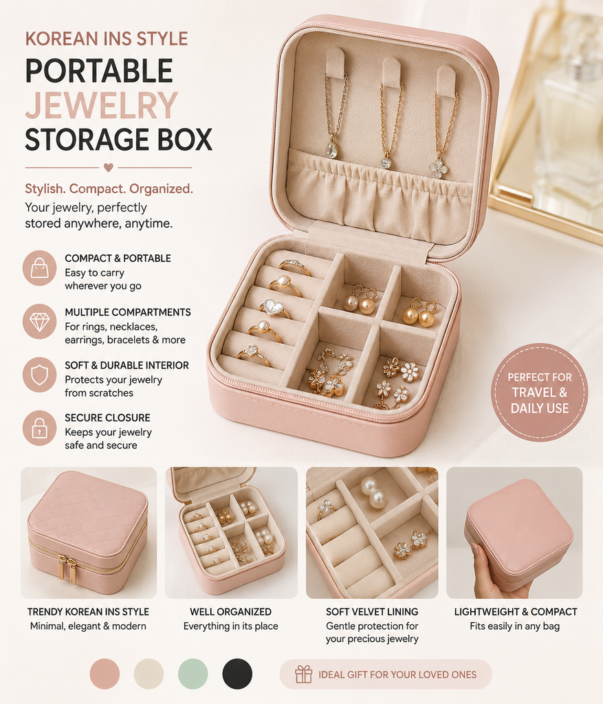 Korean Ins Style Portable Jewelry Storage Box