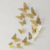 12 Pcs Golden Butterfly Wall Stickers Elegant 3D Home Decor Set